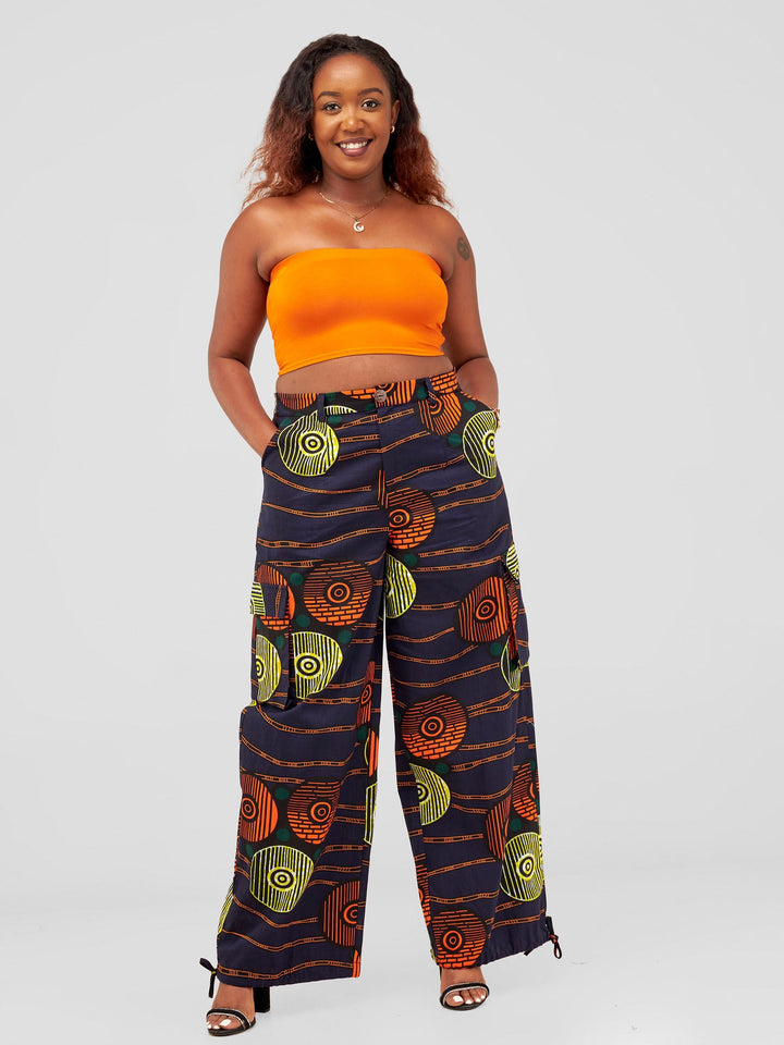 Vivo 2- Way Cargo Pants - Orange / Black Zuri Print